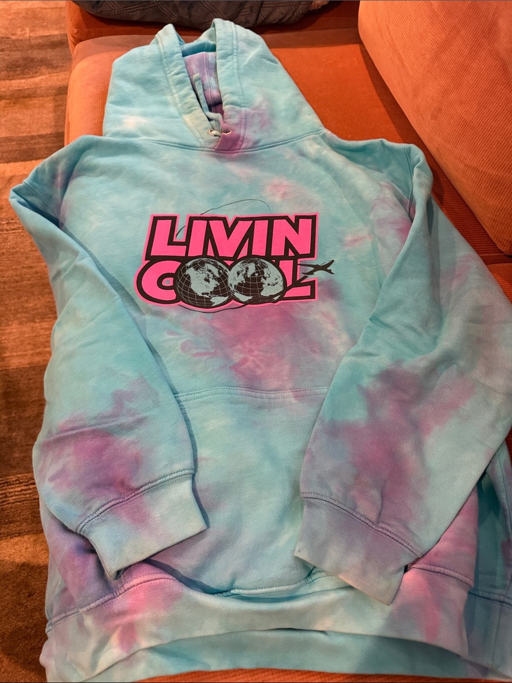Tie-Dye Hoodie in Aqua & Pink